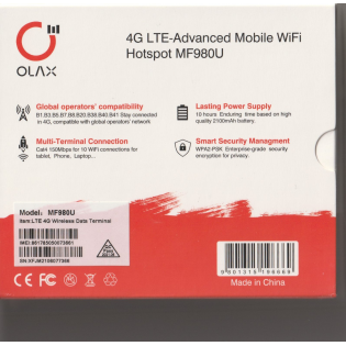 OLAX 4G LTE-Advanced Mobile WiFi SIM Tascabile Hotspot MF980U