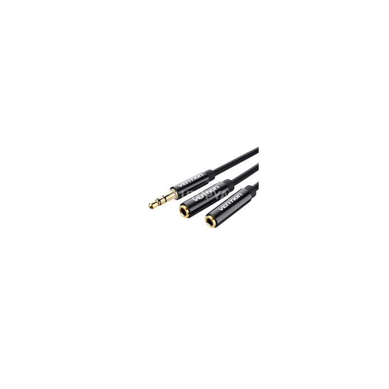 VENTION Cavo Splitter Stereo Jack 3,5mm Maschio a 2 Jack 3,5mm Femmina 0,3m (Nero)