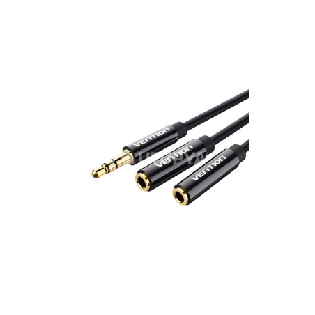 VENTION Cavo Splitter Stereo Jack 3,5mm Maschio a 2 Jack 3,5mm Femmina 0,3m (Nero)