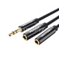 VENTION Cavo Splitter Stereo Jack 3,5mm Maschio a 2 Jack 3,5mm Femmina 0,3m (Nero)