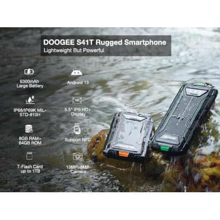 DOOGEE S41 Pro Smartphone Rugged 5.5" 4GB + 64GB Batteria 6300mAh NFC Android 13 Dual SIM