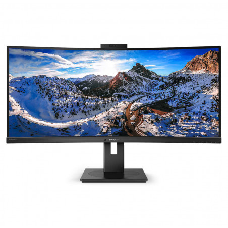 Monitor 34'' VA curved webcam - PHILIPS 346P1CRH - 2K WQHD 21:9 100Hz 4ms - HDMI + DisplayPort + USB C + LAN - Pivot regolabile