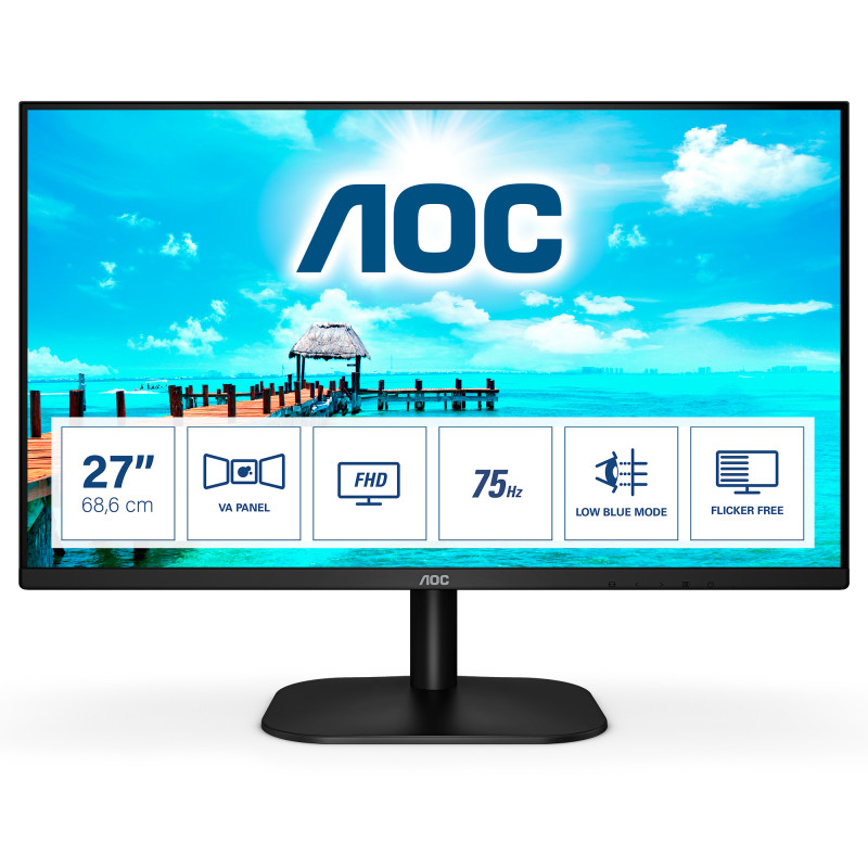 Monitor 27'' VA frameless lowblue - AOC 27B2DM - FHD 75Hz 4ms 16:9 - HDMI + VGA + DVI