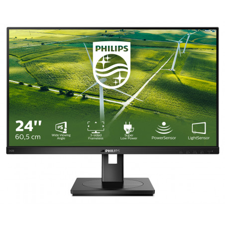 Monitor 24'' IPS - PHILIPS 242B1G/00 - FHD 16:9 4ms 75Hz - VGA + HDMI + DisplayPort + DVI MM - Pivot altezza regolabile