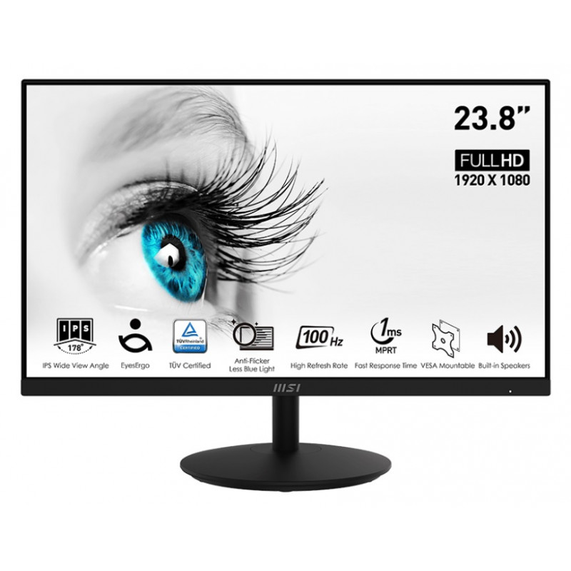 Monitor 23,8'' IPS - MSI PRO MP242A - nero - FHD 4ms 100Hz 16:9 - HDMI + VGA