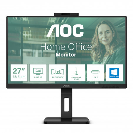 MON 27IPS QHD HDMI DP MM PIVOT AOC Q27P3QW WEBCAM REG ALTEZZA