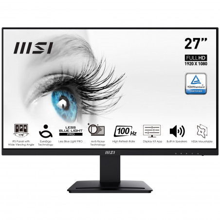 Monitor 27'' IPS - MSI PRO MP273A - nero - FHD 16:9 100Hz - HDMI + DisplayPort + VGA MM