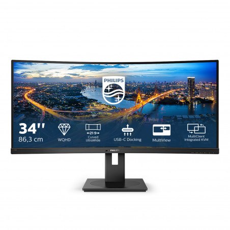Monitor 34'' VA curved - PHILIPS 346B1C/00 - WQHD+ 21:9 100Hz 4ms 400cdm2 - HDMI + DisplayPort + USB C + LAN