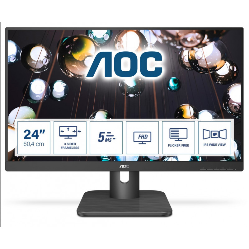 Monitor 23.8'' IPS - AOC 24E1Q - VGA + HDMI + DisplayPort - 5ms 60HZ 250nits - PIVOT Regolabile Altezza