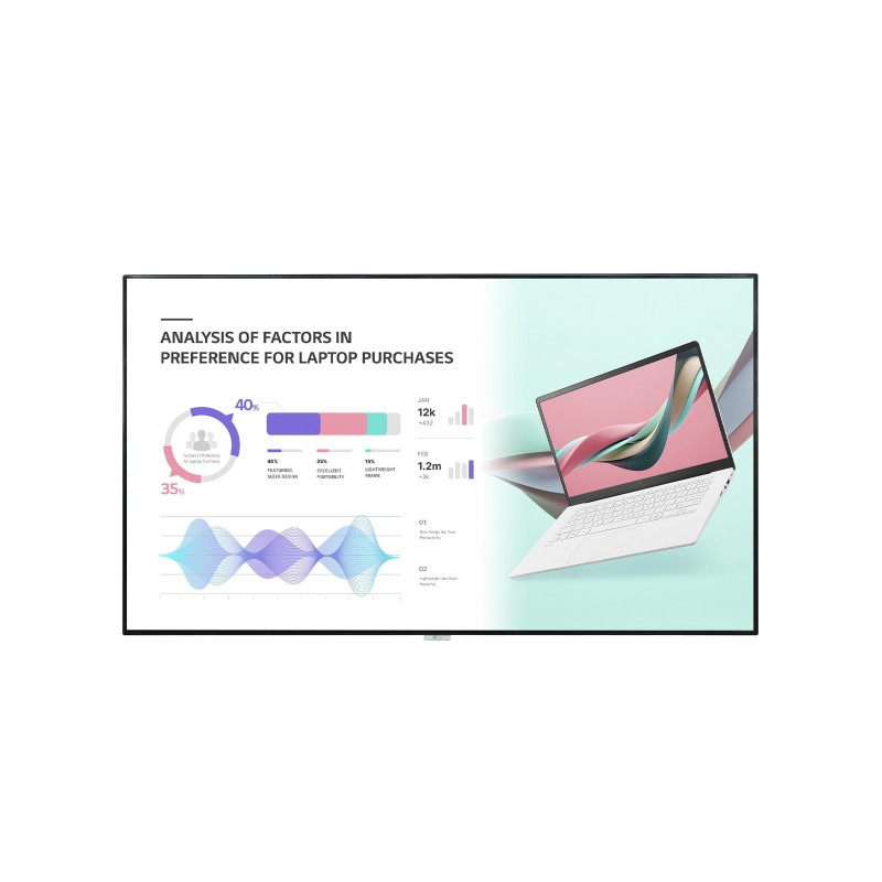 Monitor 98'' - LG 98UH5J-H - 4K UHD 16:9 60Hz 8ms 500nits - 3xHDMI + USB + LAN + WiFi + USB + DVI