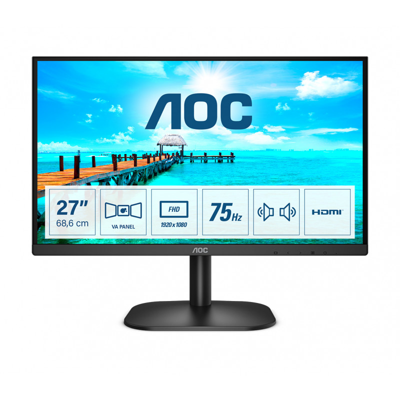 Monitor 27'' VA - AOC B2 27B2AM - FHD 16:9 250nits 4ms 75Hz - HDMI + VGA Monitor 27'' VA - AOC B2 27B2AM - FHD 16:9 250nits 4ms 75Hz - HDMI + VGA