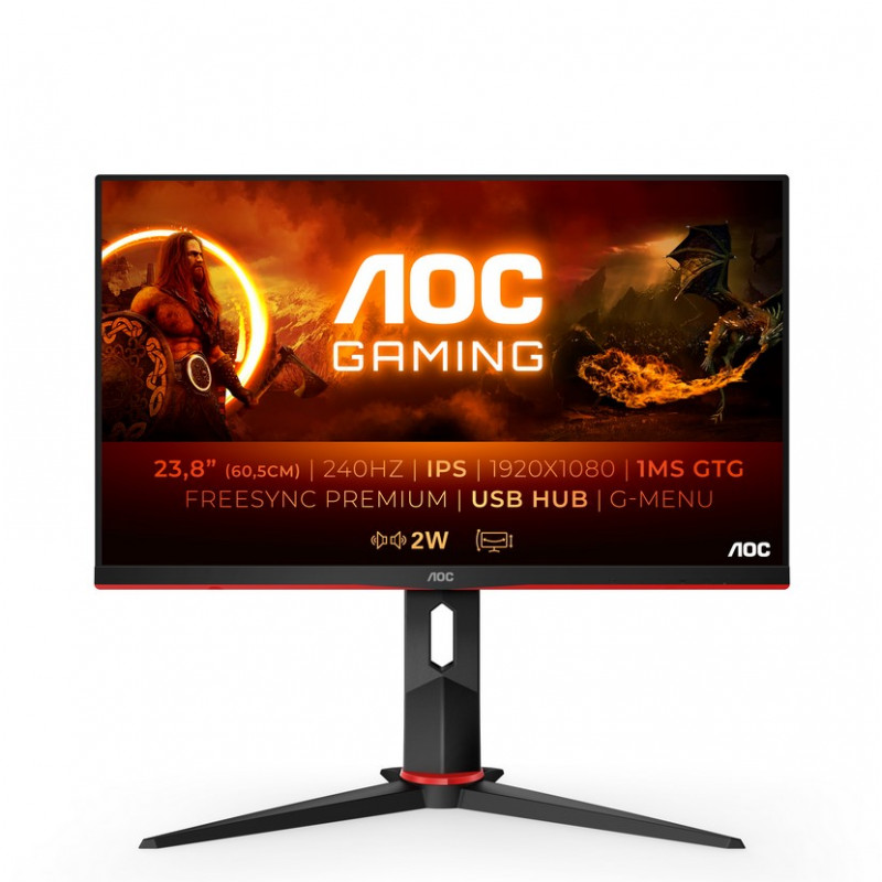 Monitor 23.8'' IPS - AOC G2 24G2ZU/BK - FHD 16:9 350nits 0.5ms 240Hz - 2xHDMI + DP + USB