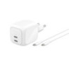 BELKIN Caricatore da Parete 67W 2 Porte USB-C + Cavo USB-C a USB-C 2m (Bianco)