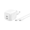 BELKIN Alimentatore da Parete 50W 2 Porte + Cavo USB-C a USB-C 1m (Bianco)