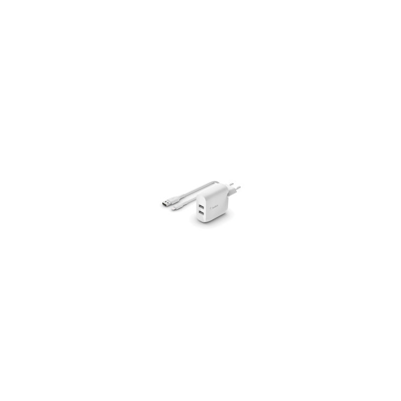 BELKIN Caricatore 24W + cavo Lightning (2 USB-A) (Bianco)