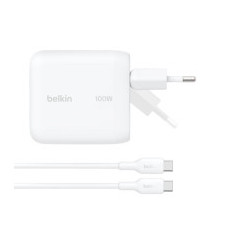 BELKIN Caricabatterie da Rete USB-C 100W con Cavo da USB-C a USB-C 1,5m (Bianco)