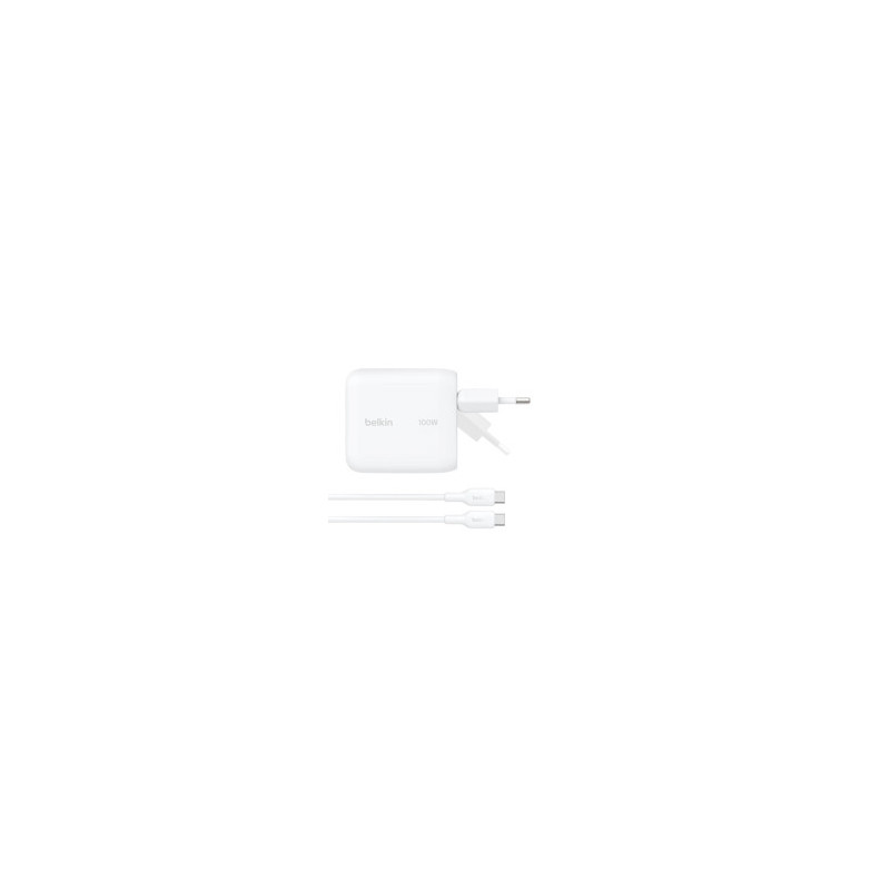 BELKIN Caricabatterie da Rete USB-C 100W con Cavo da USB-C a USB-C 1,5m (Bianco)