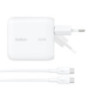 BELKIN Caricabatterie da Rete USB-C 100W con Cavo da USB-C a USB-C 1,5m (Bianco)