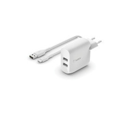 BELKIN Caricatore 24W + cavo USB-C (2 USB-A) (Bianco)
