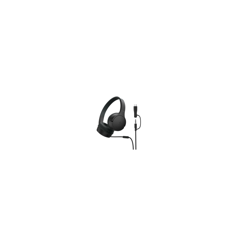 BELKIN Soundform Mini Cuffie Filaire per Bambini (USB-C/Jack) (Nero)