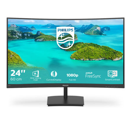 MON 23,6VA MM VGA HDMI 4MS CURVO PHILIPS 241E1SCA