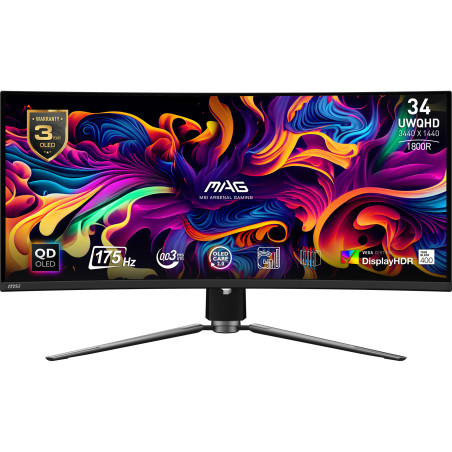 Monitor 34'' O.L.E.D. - MSI MAG 341CQP - UWQHD 21:9 250nits 1ms 175Hz - USB -HDMI - Dp