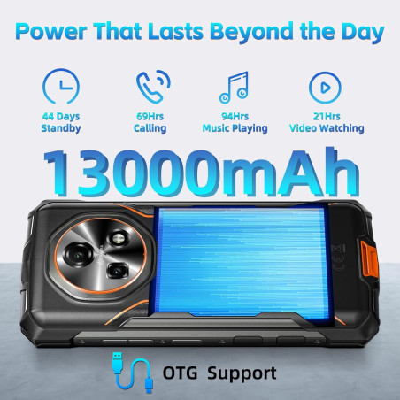 DOOGEE FIRE5 smartphone outdoor Android 15 13000 mAh 12 GB + 64 GB 6,6" cellulare NFC nuovo