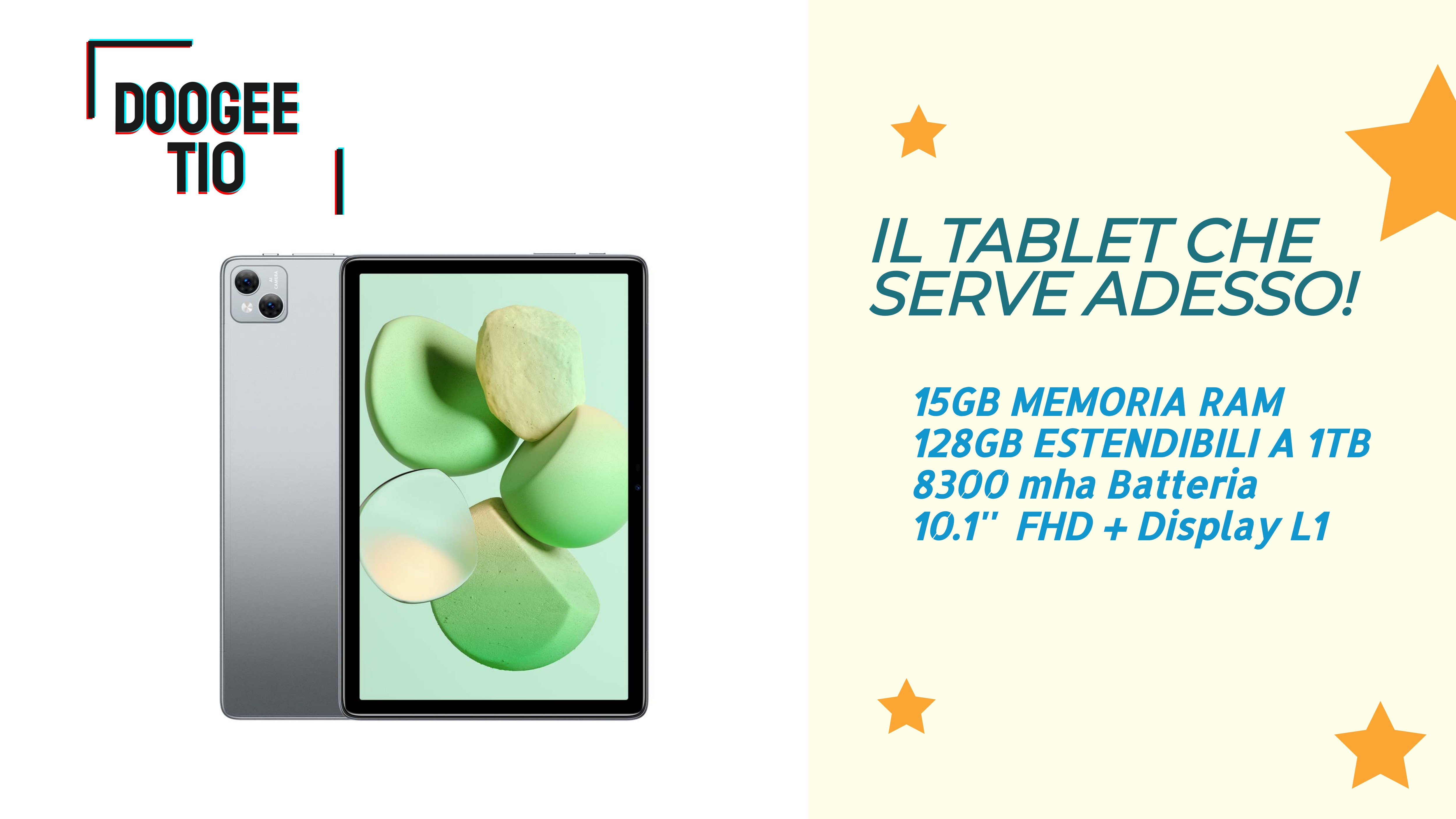 DOOGEE T10 TABLET 10.1" 8GB+128GB ANDROID 12 DISPLAY FHD+ BATTERIA 8300MAH DUAL SIM
